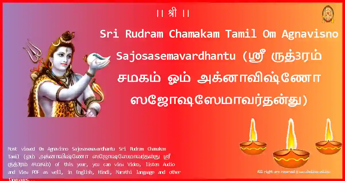 image-for-Sri Rudram Chamakam Tamil-Om Agnavisno Sajosasemavardhantu Lyrics in Tamil